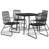 vidaXL 5-tlg. Garten-Essgruppe Schwarz PVC Rattan