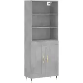 vidaXL Highboard Betongrau 69,5x34x180 cm Holzwerkstoff