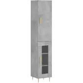 vidaXL Highboard Betongrau 34,5x34x180 cm Holzwerkstoff