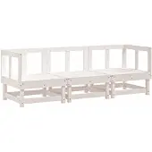 vidaXL 3-tlg. Garten-Lounge-Set Weiß Massivholz Kiefer