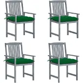 vidaXL Gartenstühle mit Kissen 4 Stk. Grau Massivholz Akazie