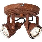 Lightbox 2 flammiger Deckenstrahler - Spotrondell Industrial Look Metall Rost