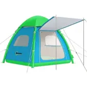 Furnicato Aufblasbares Campingzelt Luftzelt 3 Personen Hellblau 220x220x200 Cm