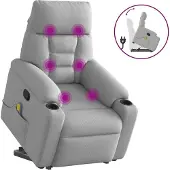 Syfax Massagesessel mit Aufstehhilfe Wolkengrau Stoff