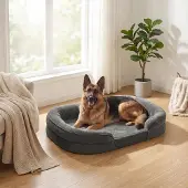 Feandrea Hundebett, Hundekissen, wasserdichte Innenschicht, erhöhte Ränder, abnehmbarer, waschbarer Bezug, Bleigrau