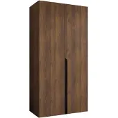 Mirjan 24 Kleiderschrank Mila 1 100, Schlafzimmer, Kleiderschrank, mit zwei Drehturen und mit Kleiderstange, Modern, Garderobenschrank (Farbe: Nuss Warmia + Schwarz)