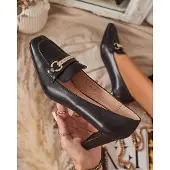 Royal Fashion Schwarze Damen Pumps im Mokassin-Stil Kolalic- Footwear, Größe 38