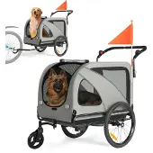 Sepnine Hunde Fahrradanhänger 2-in-1, faltbar, 30 kg Traglast, grau-schwarz, wetterfest