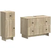 vidaXL 2-teiliges Badezimmer Schrank Set EDE Sonoma-Eiche