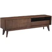 Miliboo - TV-Möbel aus dunkelbraunem massivem Mangoholz mit Schiebetür L160 cm ALDA
