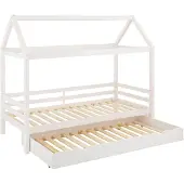 Freiraum Hausbett >Athen2< in Weiß, Kiefer/Weiß - 208x165x98cm (BxHxT)