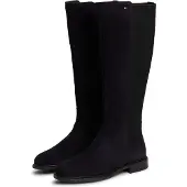 Tommy Hilfiger Stiefel "ENAMEL FLAG SUEDE HIGH CHELSEA" Blockabsatz, Langschaftstiefel mit Label-Flag