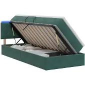 vidaXL LED-Speicherbett mit Matratze Dunkelgrün 90 x 200 cm Samt