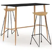 vidaXL 3-tlg. Bar-Set Schwarz