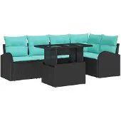vidaXL Gartensofa-set 6 stk. 5-Sitzanzahl Schwarz Poly Rattan