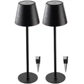 Lunartec 2er-Set 2in1-LED-Tischleuchten und -Flaschenaufsätze, RGBW, Akku, IP44
