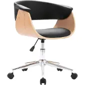 vidaXL Drehbarer Bürostuhl Schwarz Bugholz und Kunstleder
