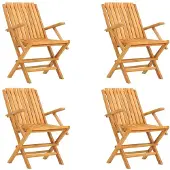 vidaXL Klappstühle, 4 Stück, 61 x 67 x 90 cm, Massivholz Teak