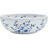vidaXL Aufsatzwaschbecken Weiß und Blau Rund Ø41x14 cm Keramik