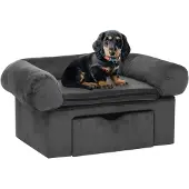 vidaXL Hundesofa mit Schublade Dunkelgrau 75x50x38 cm Plüsch