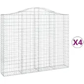 vidaXL Gabionen mit Hochbogen 4 Stk. 200x30x160/180cm Verzinktes Eisen