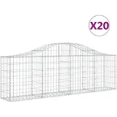 vidaXL Gabionen mit Hochbogen 20 Stk. 200x30x60/80 cm Verzinktes Eisen