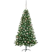 vidaXL Künstlicher Weihnachtsbaum mit Beleuchtung & Kugeln 180 cm Grün