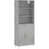 vidaXL Highboard Betongrau 69,5x34x180 cm Holzwerkstoff