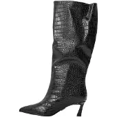 Steve madden - "Lavan" Kniehohe Stiefel für Damen, Leder, Flare Absatz (Schwarz)