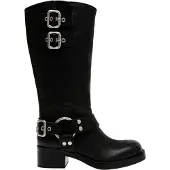 Steve madden - "Eastern" Motorrad-Stiefel für Damen, Leder, mit Schnalle (Schwarz)