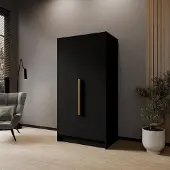 Masseno Drehtürenschrank VELAR 102/200/51 cm Modern Kleiderschrank 2-türig Schwarz