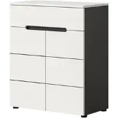Inn.Furn SCHUHKOMMODE weiß, grau, Flurkommode 80 x 94 cm, Vollauszug und Soft-Close