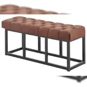 DELUKE Sitzbank MEXICO Stoff Braun 100x38x46cm Sitzbank Flur Sitzhocker Esszimmerbank Polsterbank Schlafzimmer