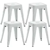 DELUKE Hocker FULDA 4er Set 40x40x46cm Metall Weiß Küchenhocker Esszimmerhocker Stapelhocker