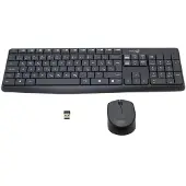 Logitech MK235, Volle Größe (100%), Kabellos, RF Wireless, QWERTZ, Grau, Maus enthalten