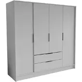 Masseno Drehtürenschrank CAVA 200/200/51 cm Modern Kleiderschrank 4-türig Weiß