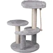 Famanu Kratzbaum grau 62 cm mit 3 Plattformen und Spielzeug
