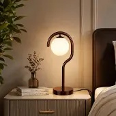 Opviq , Hochwertige Tischlampe, Metallkörper, Ø15 cm, E27, Braun, IP20