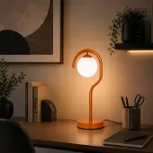 Opviq , Tischlampe, Metallkörper, Ø15 cm, E27, Braun-Orange, 100% melaminbeschichtet