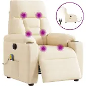 Syfax Massagesessel Elektrisch Beige Mikrofasergewebe