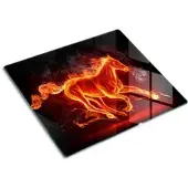 Tulup GLASPLATTE 60x52 cm Pferd in Flammen