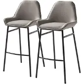 Home24 Barstuhl - 2er-Set - Webstoff / Eisen - Grau / Schwarz