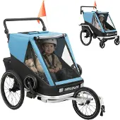 AIYAPLAY 2 in 1 Fahrradanhänger & Buggy 2-Sitzer Fahrrad Anhänger für Kinder