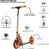 Boarddistribution Story GO Deluxe Faltbarer Pendlerroller Grün/Orange 80-106 cm