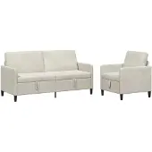 vidaXL Sofa Set mit Stauraum 2 stk. Creme Polyester