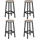 Vasagle Barhocker, 4er Set, Barstühle, Küchenstühle mit Metallgestell, einfache Montage, mit Fußstütze, für Küche, Wohnzimmer, Esszimmer, Greige-klassikschwarz LBC232B02 – Größe 4er Set (65 H cm), Gre