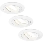 LEDVION 3er Set LED Einbaustrahler Rund Weiss 3W dimmbar Warmweiss
