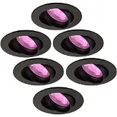 LEDVION 6er Set LED Einbaustrahler Rund Schwarz RGB dimmbar smart