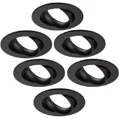 LEDVION 6er Set LED Einbaustrahler Rund Schwarz 3W dimmbar Kaltweiss