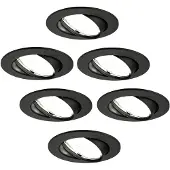 LEDVION 6er Set LED Einbaustrahler Rund Schwarz 3W dimmbar Kaltweiss